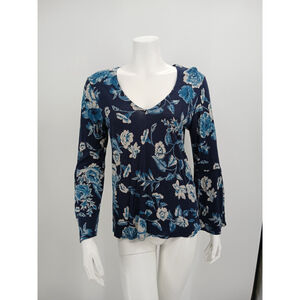 Lucky Brand Blue Floral Encinitas Top Bell Sleeve Boho Women’s Size Medium
